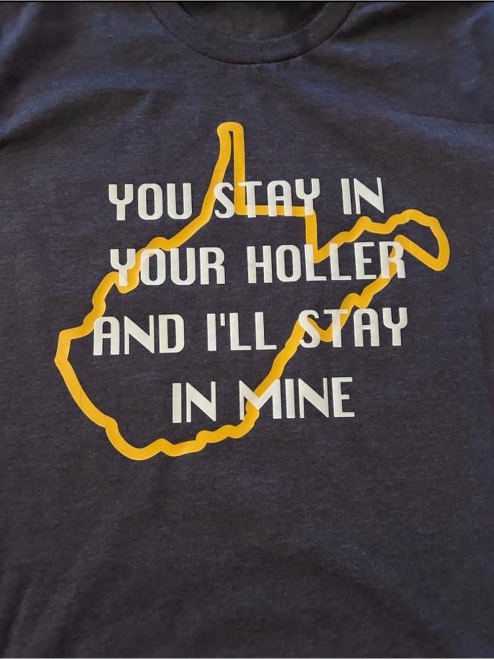 You Stay In Your Holler Graphic Tee - Dark Gray with Yellow Outline